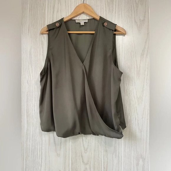 Michael Kors Forest Green Sheen Sleeveless Blouse Size XL LNC - Picture 1 of 3